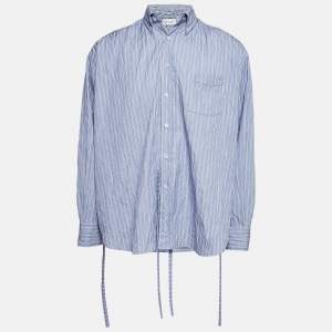 John Elliott Blue Striped Cotton Crinkle Oversized Shirt M