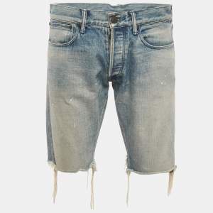 John Elliott Light Blue Washed Denim Distressed Shorts M (31)