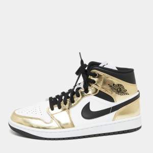 Air Jordan 1 Mid SE Tricolor Leather High Top Sneakers Size 44
