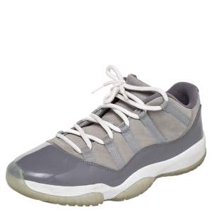 Jordan Cool Grey Patent Leather And Nubuck Leather Air Jordan 11 Retro Sneaker Size 46