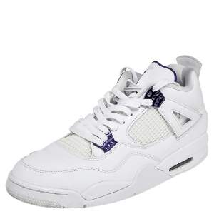Nike Jordan White Leather And Mesh 4 Retro Pure Money Sneakers Size 47