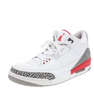 Jordan White Leather Air Jordan 3 Retro Hall of Fame Sneakers Size 47