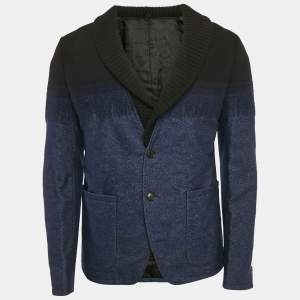 Just Cavalli Blue/Black Wool and Denim Jacket M