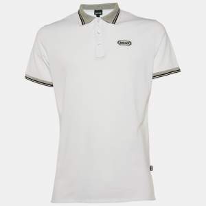Just Cavalli White Cotton Knit Polo T-Shirt L