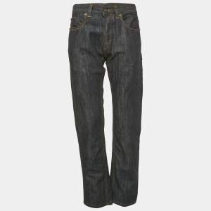 Pre Owned Just Cavalli Dark Blue Logo Embroidered Denim Jeans M Waist 33" 