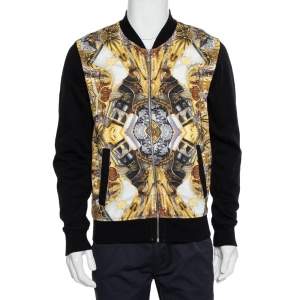 Just Cavalli Black Cotton Duel Print Fleece Zip Jacket S