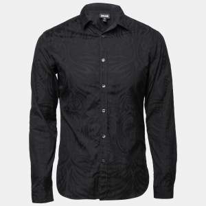 Just Cavalli Black Patterned Cotton Button Front Shirt S 