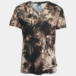 Just Cavalli Brown Printed Jersey V-Neck Short Sleeve T-Shirt XXL