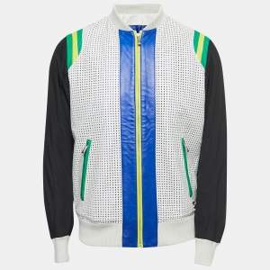 Just Cavalli Multicolor Leather Zip Front Jacket M