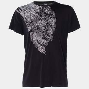 Just Cavalli Black Printed Cotton Knit T-Shirt L