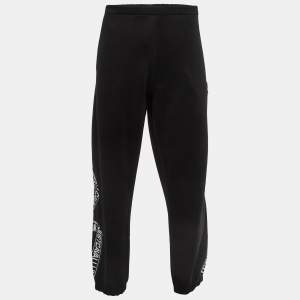 Just Cavalli Black Cotton Blend Logo Applique Joggers XL