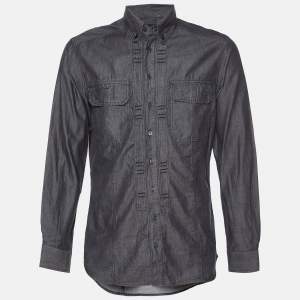 Just Cavalli Black Cotton Button Down Shirt L
