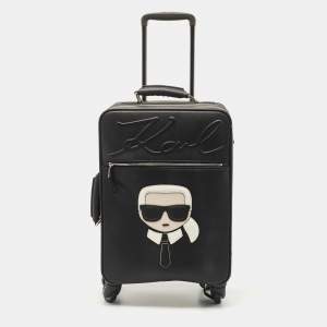 Karl Lagerfield Black Coated Canvas K/IKONIC Trolley bag
