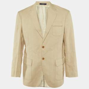 مملوكة مسبقًا Kenzo Homme Beige Cotton & Linen Blend Single Breasted Blazer L