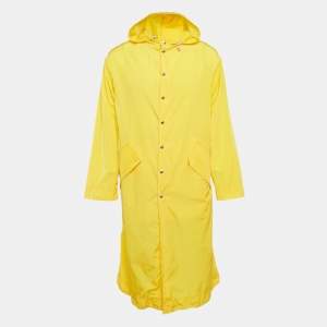 Kenzo Yellow Embroidered Nylon Hooded Rain Coat S
