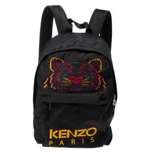 Kenzo Black Nylon Embroidered Tiger Backpack