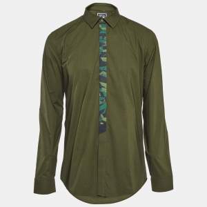 Kenzo Green Cotton Button Front Shirt XL