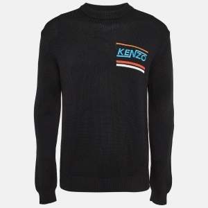 Kenzo Black Embroidered Rib Knit Jumper M