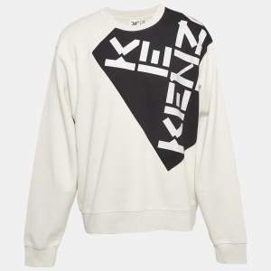 Kenzo Cream Logo Print Cotton Sweatshirt XXL