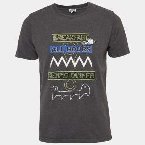 Kenzo Dark Grey Printed Cotton Crew Neck T-Shirt M