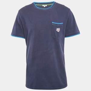 Kenzo Navy Blue Cotton Tiger Patchwork T-Shirt XL
