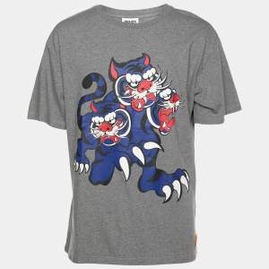 Kenzo x Kansai Yamamoto Grey Three Tiger Print Cotton T-Shirt M