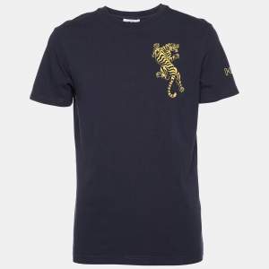 Kenzo Navy Blue Cotton Tiger Print T-Shirt S