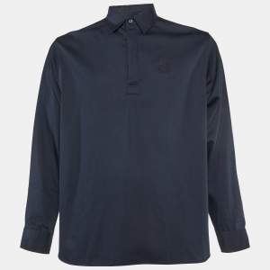 Kenzo Midnight Blue Tiger Embroidered Cotton Polo Shirt M