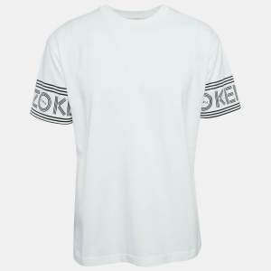 Kenzo White Logo Print Cotton Round Neck T-Shirt M