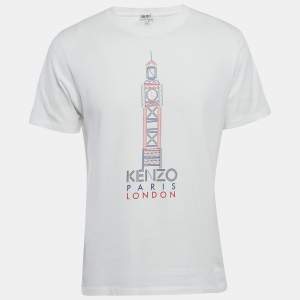 Kenzo White London Print Jersey Crew Neck T-Shirt L
