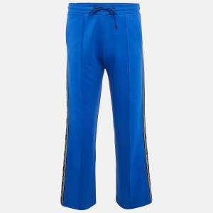 Kenzo Blue Logo Print Jersey Track Pants M