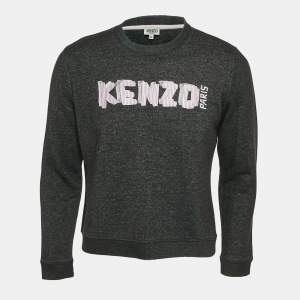 Kenzo Dark Grey Logo Embroidered Cotton Crewneck Sweatshirt XL