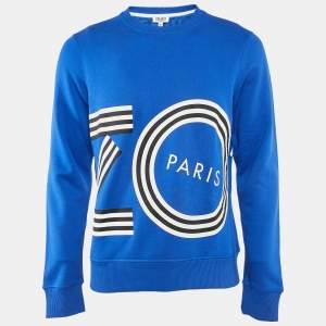 Kenzo Blue Logo Print Cotton Crewneck Sweatshirt M
