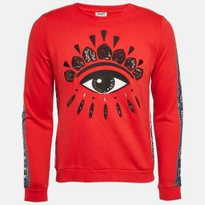 Kenzo Red Eye Embroidered Cotton Long Sleeve Sweatshirt L