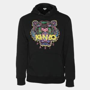 Kenzo Black Tiger Embroidered Cotton Knit Hoodie M