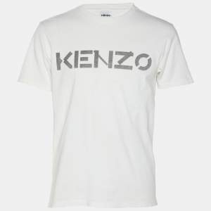 Kenzo White Cotton Logo Printed T-Shirt S