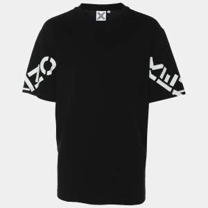 Kenzo Black Logo Print Cotton Knit Crew Neck T-Shirt L
