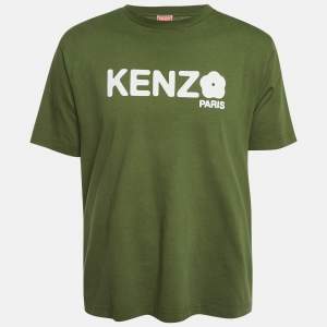 مملوكة مسبقًا Kenzo Green Gots Boke Flower Print Jersey Oversized T-Shirt S