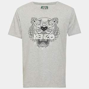 مملوكة مسبقًا Kenzo Grey Jersey Tiger Print T-Shirt M