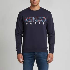 Pre Owned Kenzo Navy Blue Logo Embroidered Jersey Crewneck Sweatshirt S