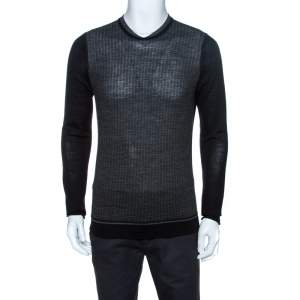 Pre Owned Kenzo Bicolor Knit Crewneck Sweater M 