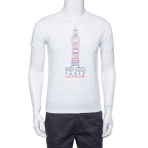 Pre Owned Kenzo White Cotton Big Ben Crewneck T Shirt S
