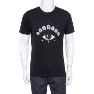 Pre Owned Kenzo Black Eye Print Cotton Crew Neck T-Shirt M