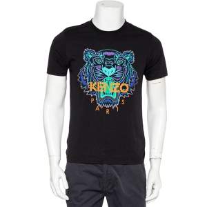 Pre Owned Kenzo Black Tiger Printed Cotton Holiday Capsule T-Shirt S
