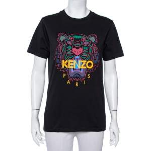 Kenzo Black Tiger Printed Cotton Crewneck T-Shirt S