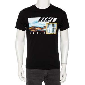 Kenzo Black Landscape Printed Cotton Jersey T-Shirt S
