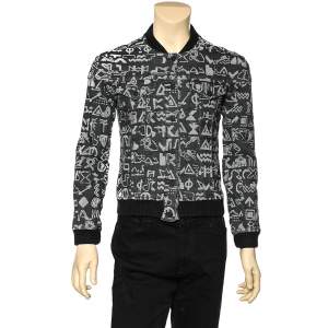 Kenzo Charcoal Grey Logo Jacquard Denim Button Front Jacket S