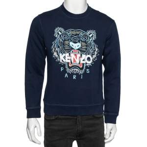 Kenzo Navy Blue Knit Tiger Embroidered Crew Neck Long Sleeve Sweatshirt M