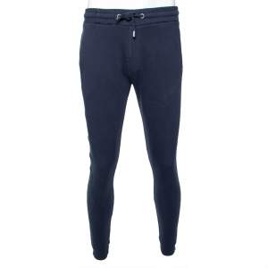Pre Owned Kenzo Navy Blue Knit Logo Sweatpants S