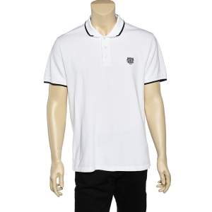 Kenzo White Pique Cotton K Fit Polo T-Shirt XL